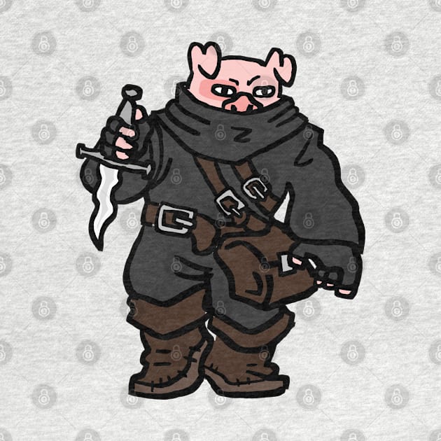 Fantasy Tabletop Piggy Rogue Cute by Porkzby